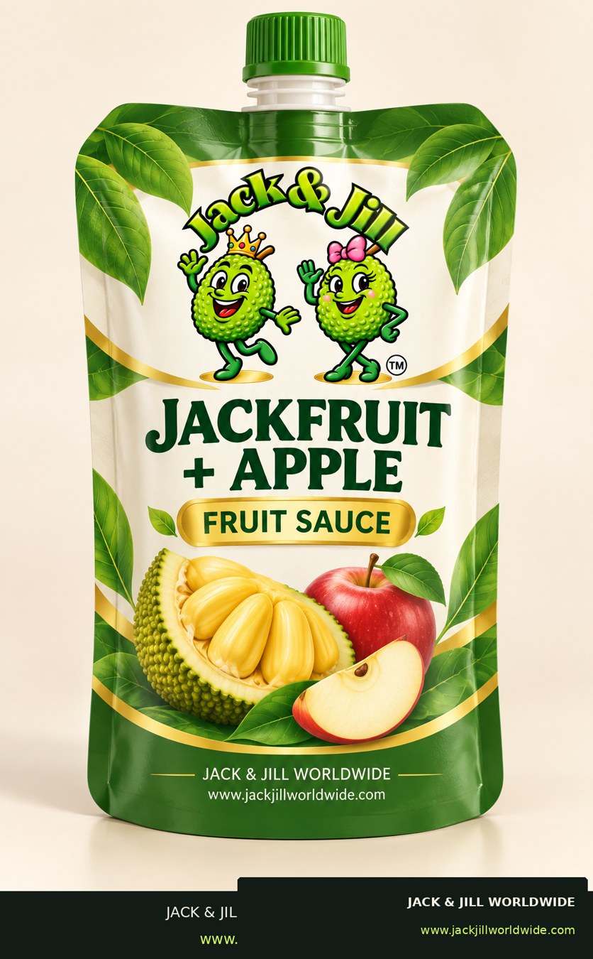 Jack and Jill jackfruit and apple fruit sauce concept pouch